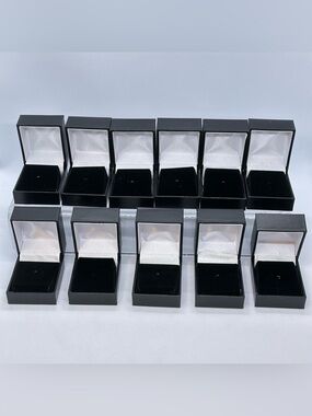Lot/11 Black Charm Presentation Boxes White & Black Interior 1 3/8x 2 1/8x 1.75"